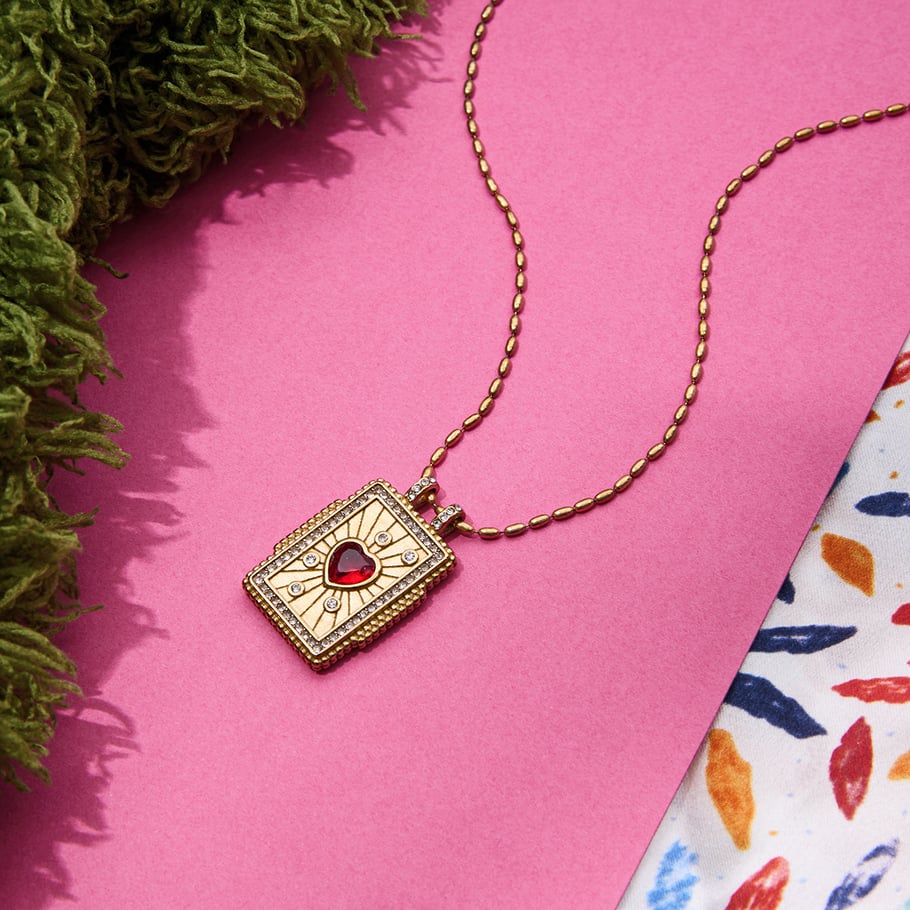 1 Parça Klasik Kalp Tarot Paslanmaz Çelik Altın Rengi Kadın Kolye Resim7
