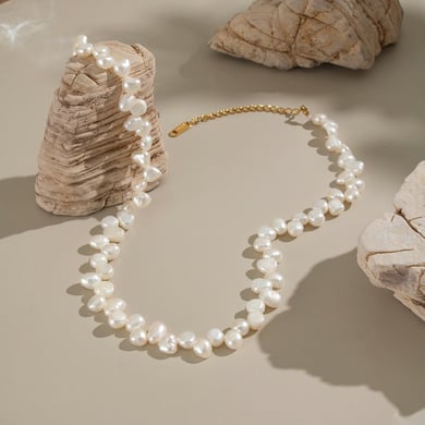 1 Piece Luxurious Series Stainless Steel Gold Color Pearl Beaded Necklace h5 Picture2