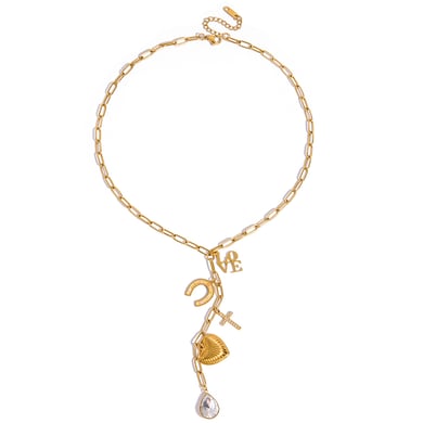 Gorgeous Heart Tassel Stainless Steel Gold Color Women's Pendant Necklaces h5 
