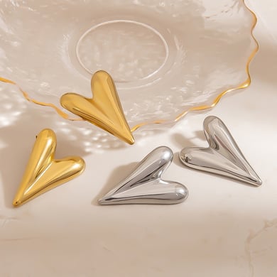 1 Pair Romantic Simple Heart Stainless Steel  Women's Stud Earrings h5 Picture5
