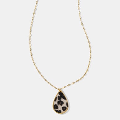 Collana con ciondolo da donna in acciaio inossidabile con stampa leopardata retrò a goccia, serie semplice, 1 pezzo h5 Immagine2