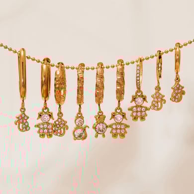 1 Pair Cute Monkey Stainless Steel Gold Color Zircon Women's Drop Earrings h5 Picture3