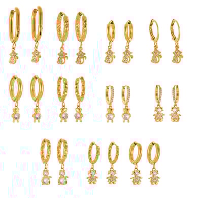 1 Pair Cute Monkey Stainless Steel Gold Color Zircon Women's Drop Earrings h5 Picture8