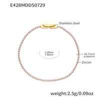 E428-Pulsera de circonitas rosas 20cm Imagen9