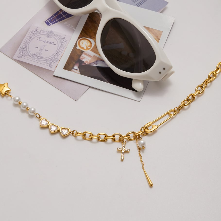 Elegant Cross Stainless Steel Gold Color Women's Pendant Necklaces Picture6
