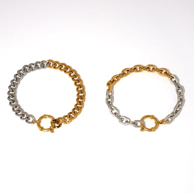 1 Piece  Casual Mixed Gold Color And Silver Colors Stainless Steel Women's Chain Bracelets h5 Picture4