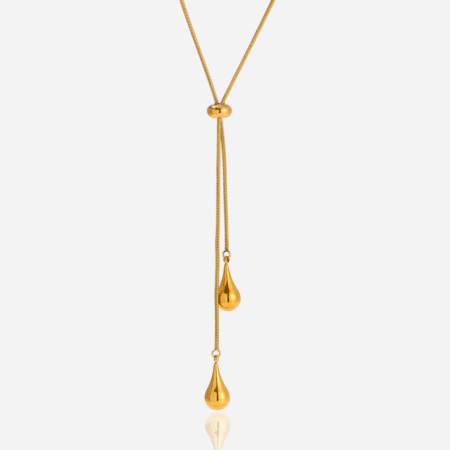 1 pezzo di splendida collana lunga da donna in acciaio inossidabile con goccia giornaliera Immagine8