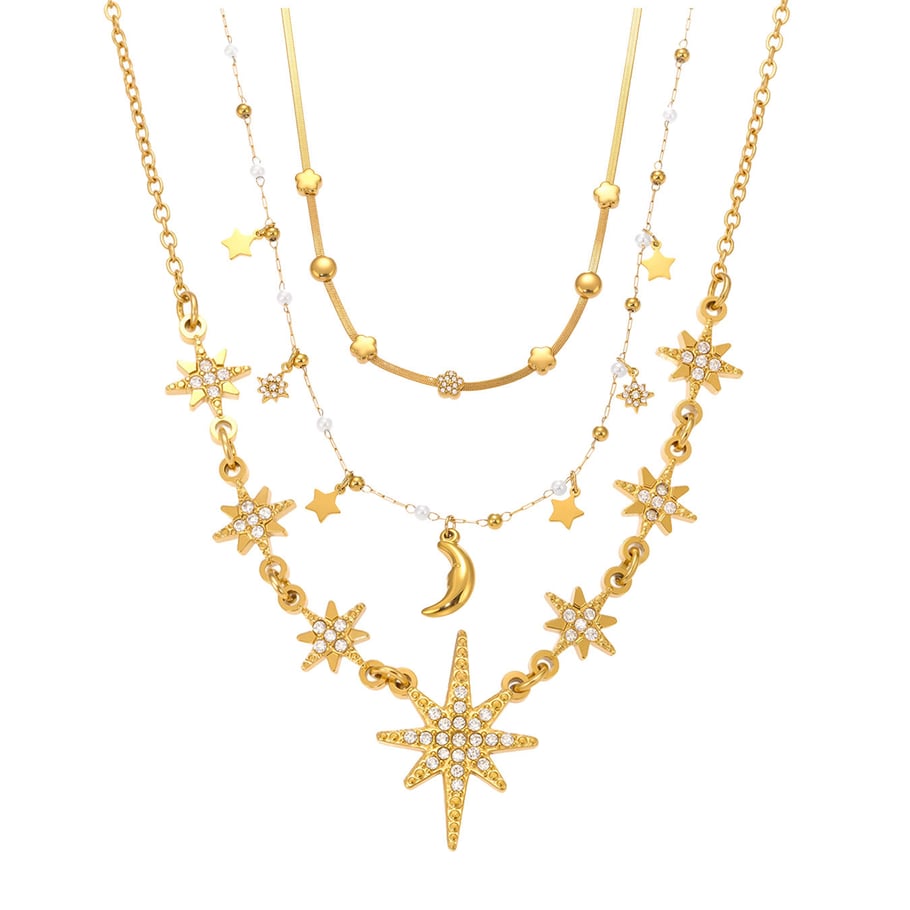 1 Piece Luxurious Star Stainless Steel Gold Color Women's Pendant Necklaces Picture9