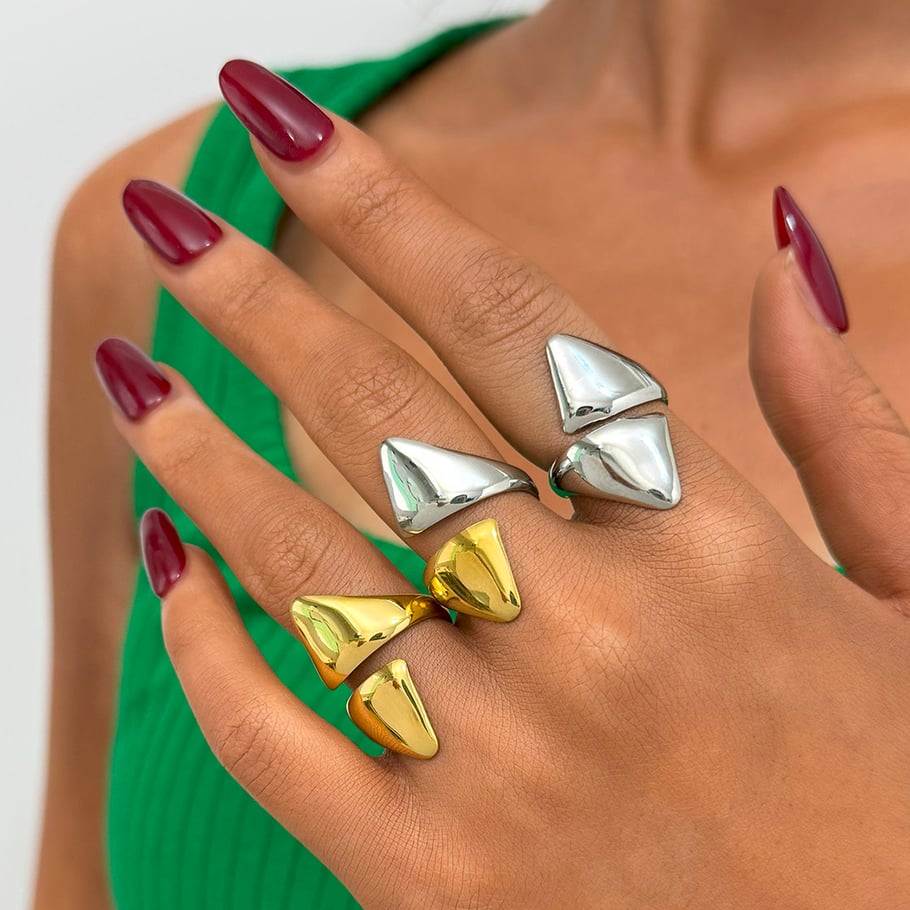1 Piece  Daily Irregular Shape Stainless Steel Woemn's Statement Rings Picture5