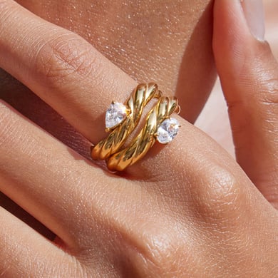 1 Piece Simple Twist Stainless Steel Gold Color Minimalist Rings h5 Picture3