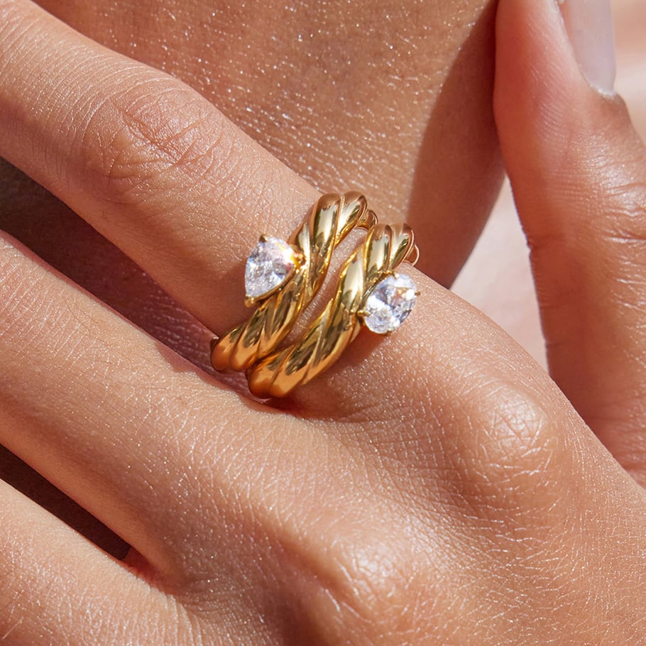 1 Piece Simple Twist Stainless Steel Gold Color Minimalist Rings Picture3