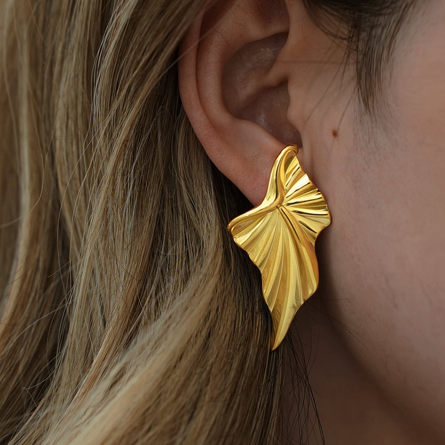 1 Piece Designable Irregular Shape Stainless Steel Gold Color Women's Stud Earrings h5Picture2
