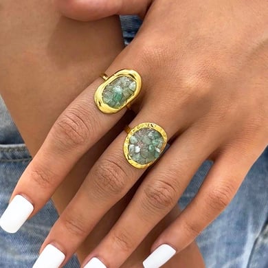 1 Piece  Retro Irregular Shape Stainless Steel  Gold Color  Statement Rings h5 Picture7