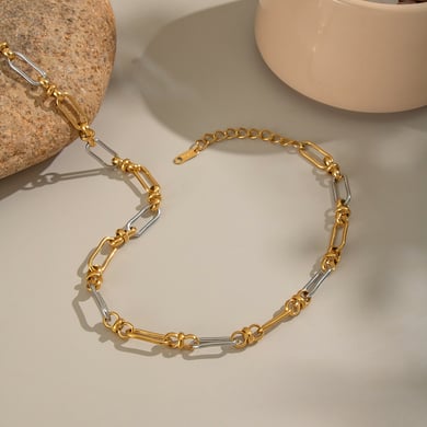 Mixed Gold Color And Silve Stainless Steel Necklace Set h5 Picture5