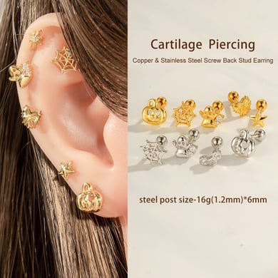 1 pendiente de Halloween con circonitas de color cobre y dorado. h5 Imagen4
