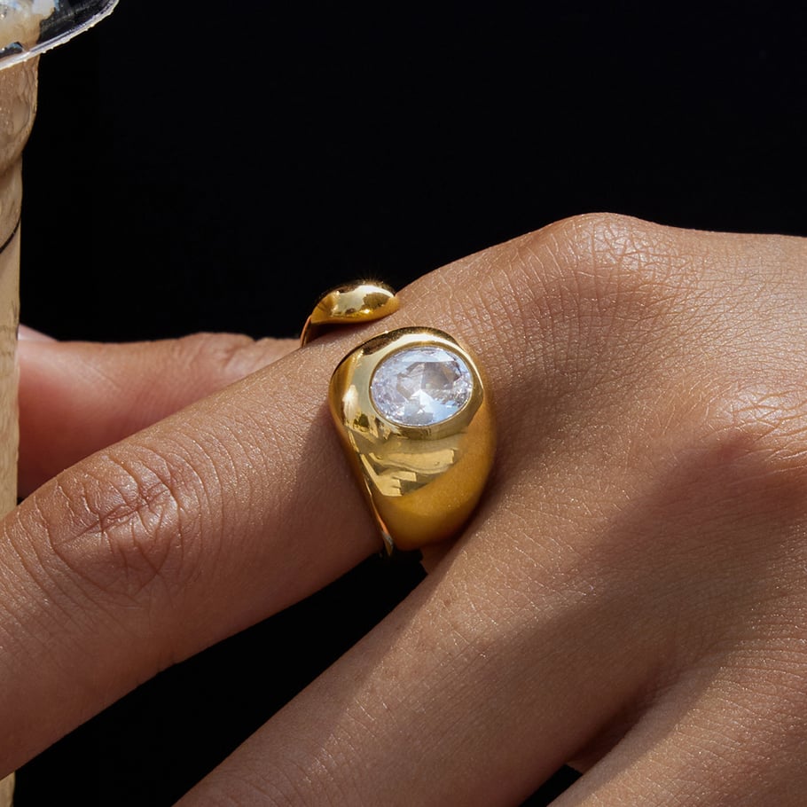 1 Piece Luxurious Irregular Shape Stainless Steel Gold Color Statement Rings Picture3