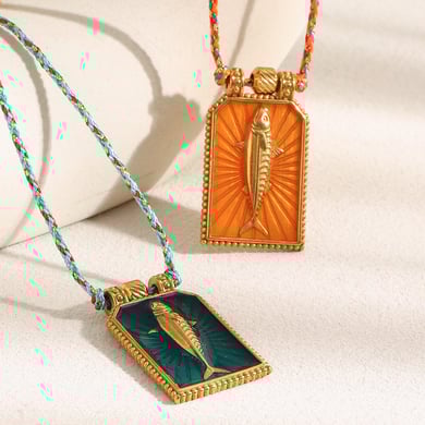 1 Piece Classic Fish Tarot Stainless Steel Gold Color Women's Pendant Necklaces h5 Picture3