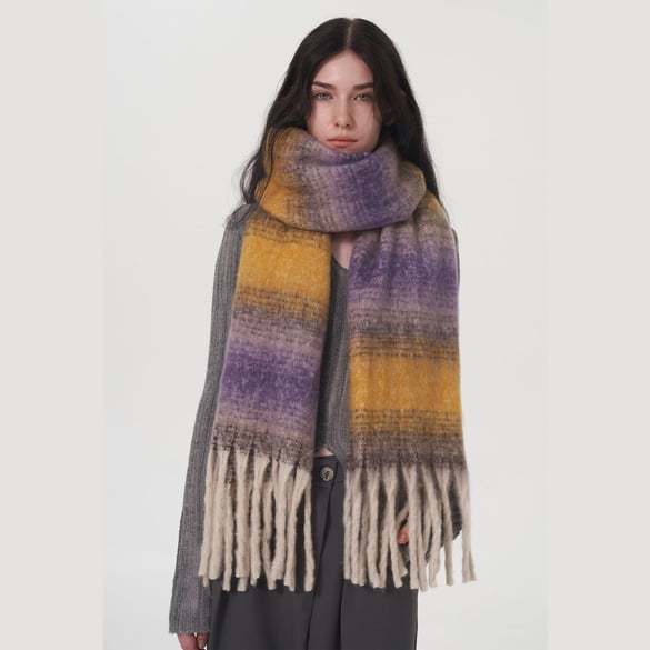 1 Piece Plush Daily Strip Polyester Women's Winter Scarves