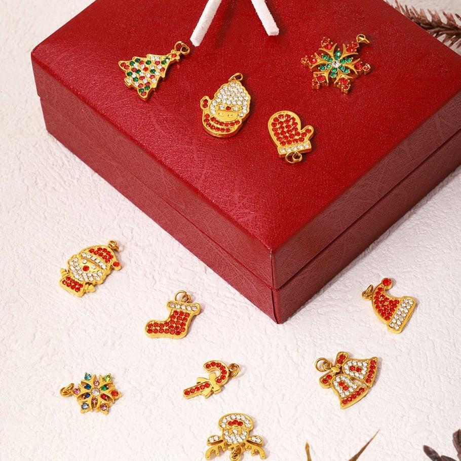 1 Piece Christmas Zircon Series Stainless Steel Gold Color Women's Pendants h5Picture4