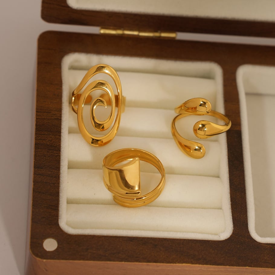 1 Piece Simple Irregular Shape Stainless Steel  Gold Color Statement Rings Picture3