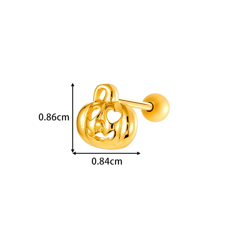 1 Piece Halloween Copper Gold Color Zircon Piercing Earring Picture2