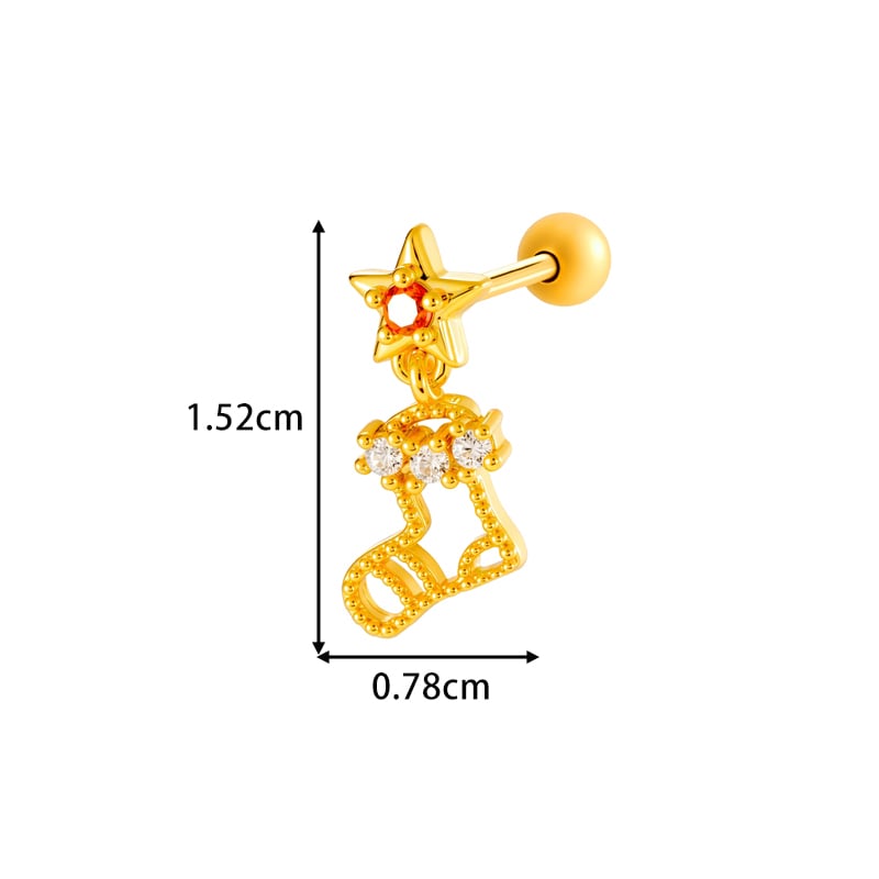 1 PieceHeart Butterfly Copper Gold Color Zircon Piercing Earring Picture2