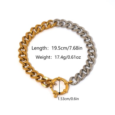 1 Piece  Casual Mixed Gold Color And Silver Colors Stainless Steel Women's Chain Bracelets h5 Picture2