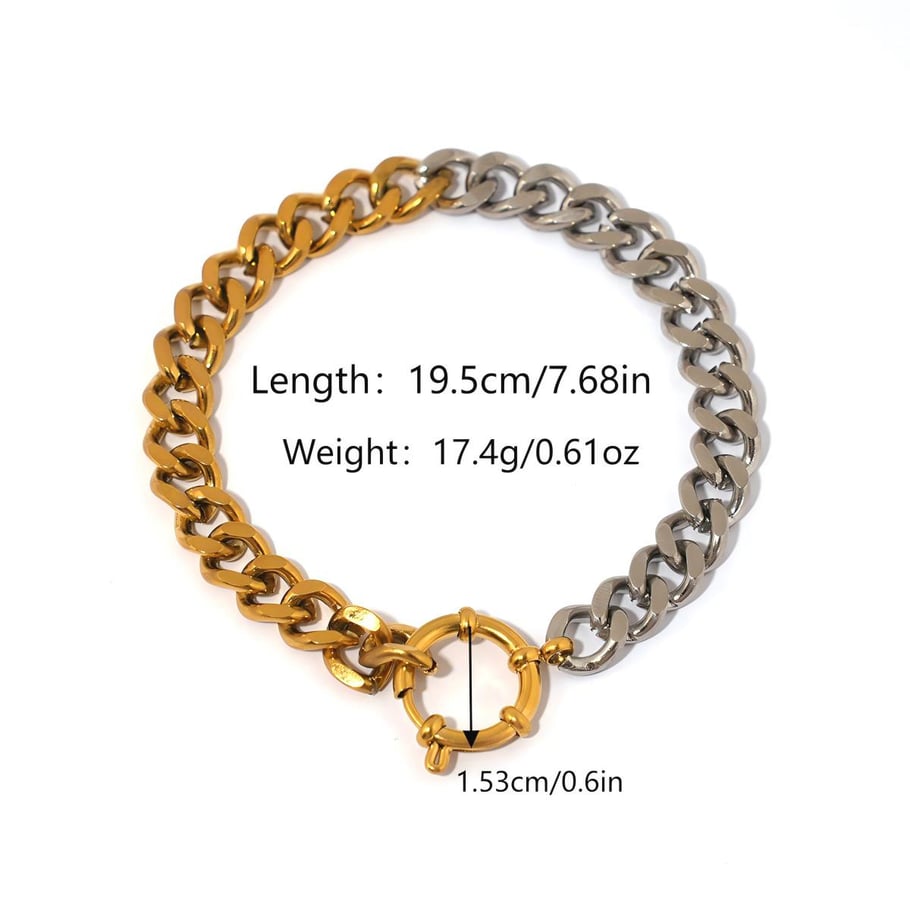 1 Piece  Casual Mixed Gold Color And Silver Colors Stainless Steel Women's Chain Bracelets Picture2