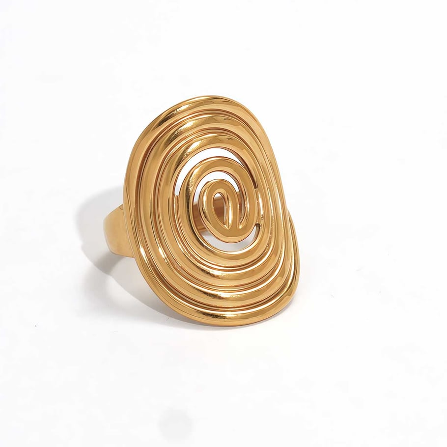 1 Piece Casual Circle Stainless Steel Gold Color Women's Statement Rings