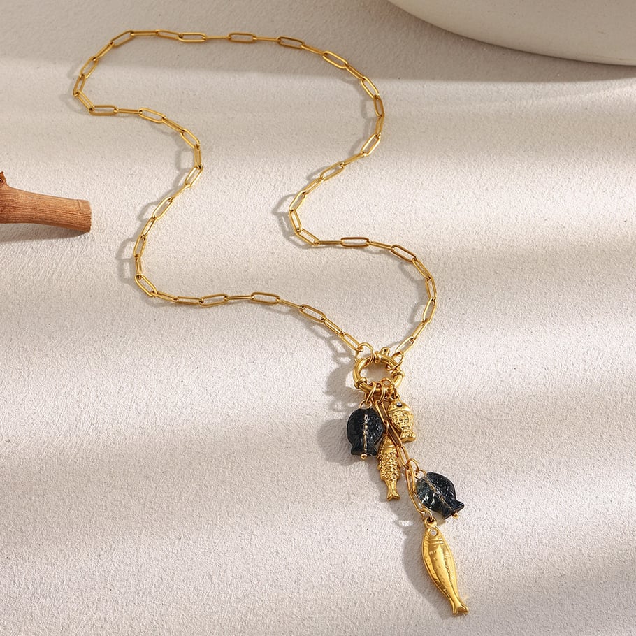 1 Piece Romantic Fish Stainless Steel Gold Color Women's Pendant Necklaces Picture4