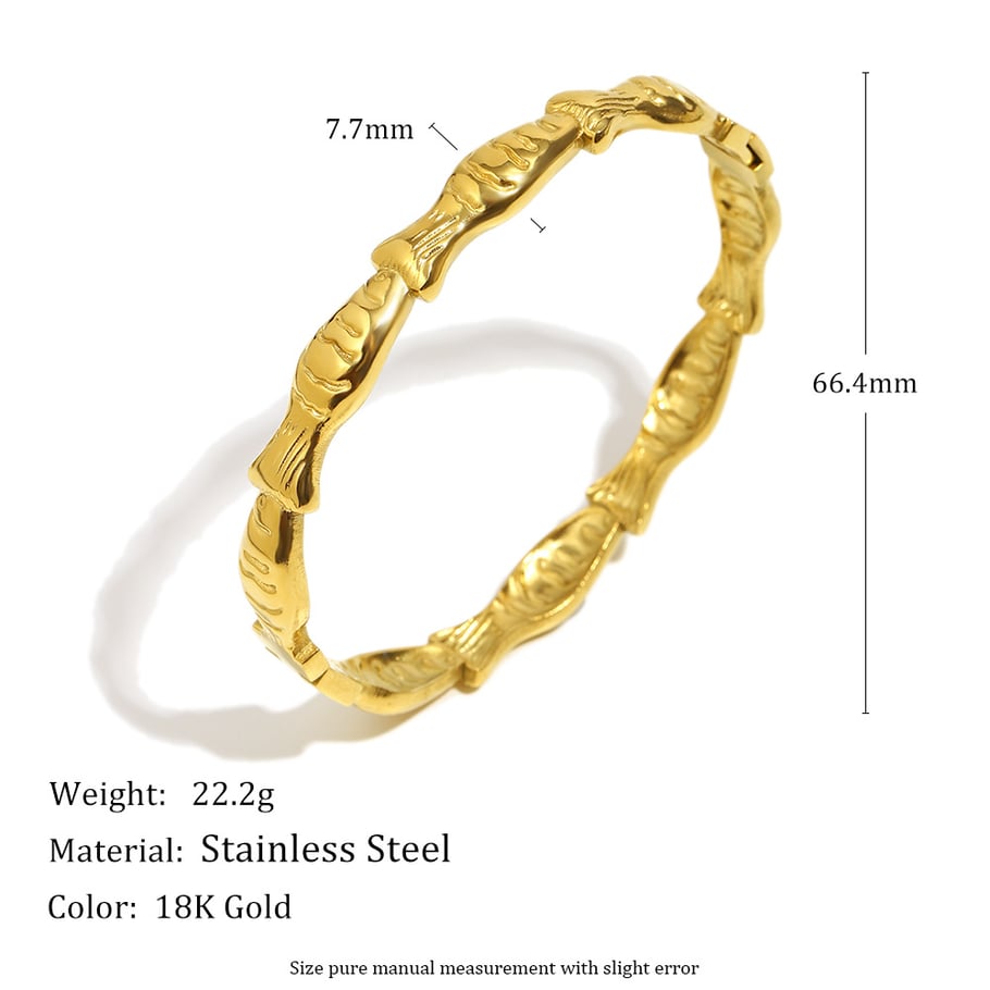 1 pulsera elegante de acero inoxidable color dorado con forma de pez para mujer Imagen2