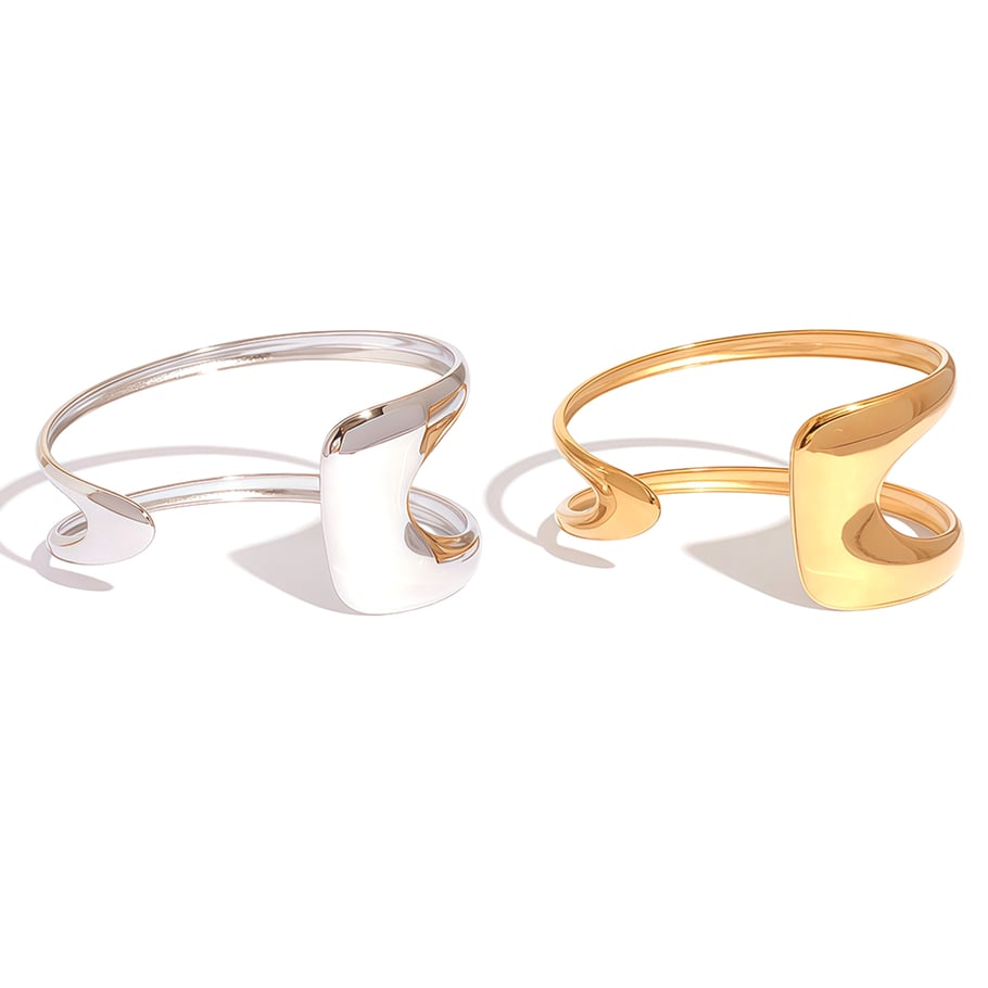 1 Piece Simple Irregular Shape Stainless Steel Gold Color Women's Bangles h5Picture5