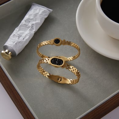 1 Piece Simple Oval Stainless Steel Gold Color Women's Bangles h5 Picture6