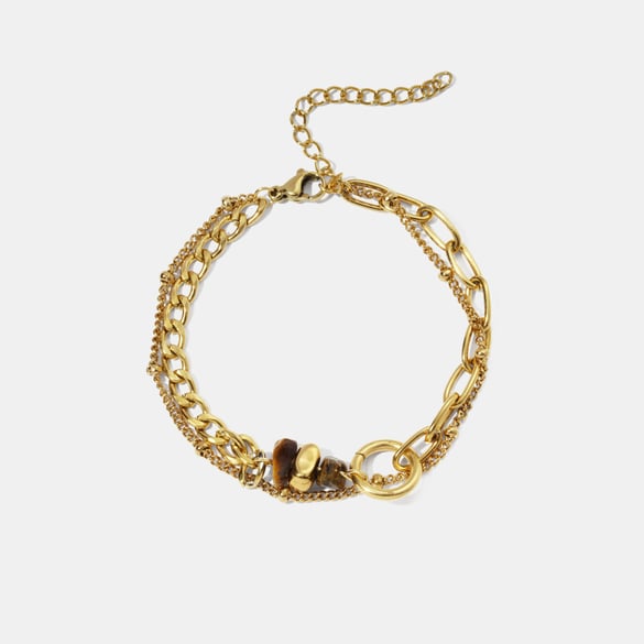1 Piece Stainless Steel Gold Color Natural Stone Charm Bracelet 2