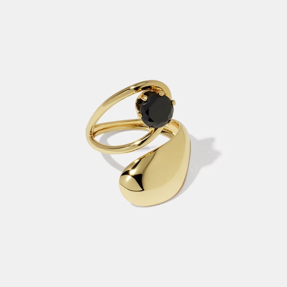 Anello con pietra preziosa in zircone color oro, forma irregolare, 1 pezzo