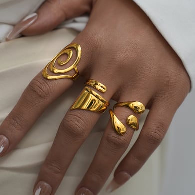1 Piece Simple Irregular Shape Stainless Steel  Gold Color Statement Rings h5 Picture4