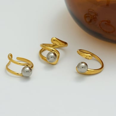 1 Piece  Mixed Gold Color And Silver Colors Stainless Steel Women’s Statement Rings h5 Picture8