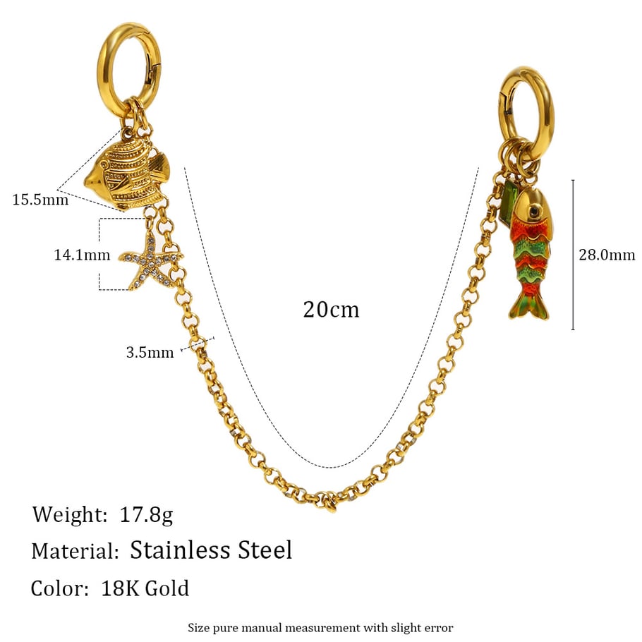 1 Piece Star Fish Stainless Steel Gold Color Women's Pendants