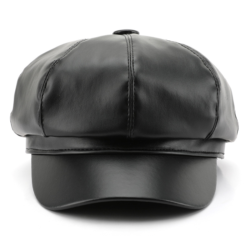 1 Piece Elegant Solid Color PU Beret Picture3