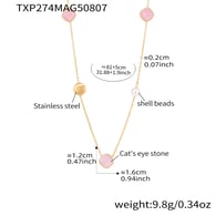 TXP274-Pink Square Gold Necklace 81+5cm Picture4