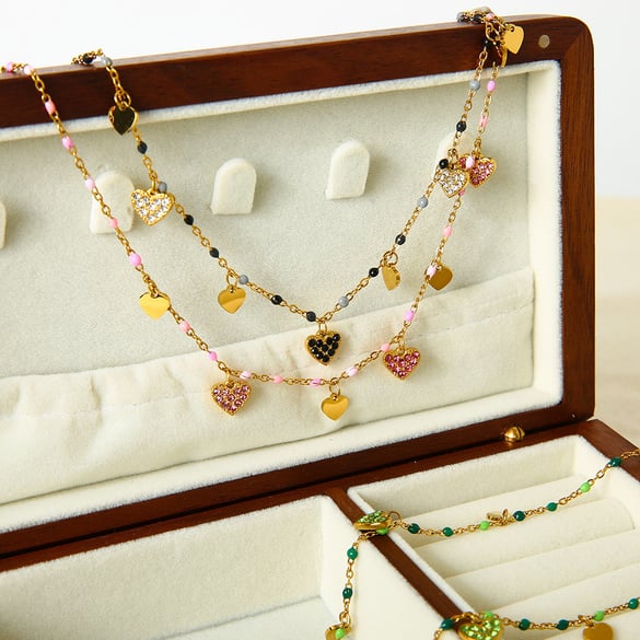 1 stuk romantische damesketting met hanger in de vorm van een hartje van roestvrij staal