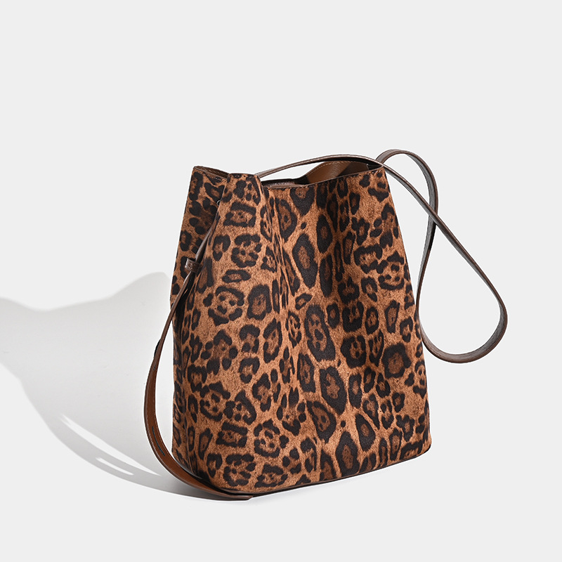 Sac à bandoulière simple en polyester imprimé léopard pour femme, 1 pièce 
