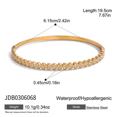 Bracelet élégant en acier inoxydable doré pour femme, motif goutte d&#39;eau et cœur h5 