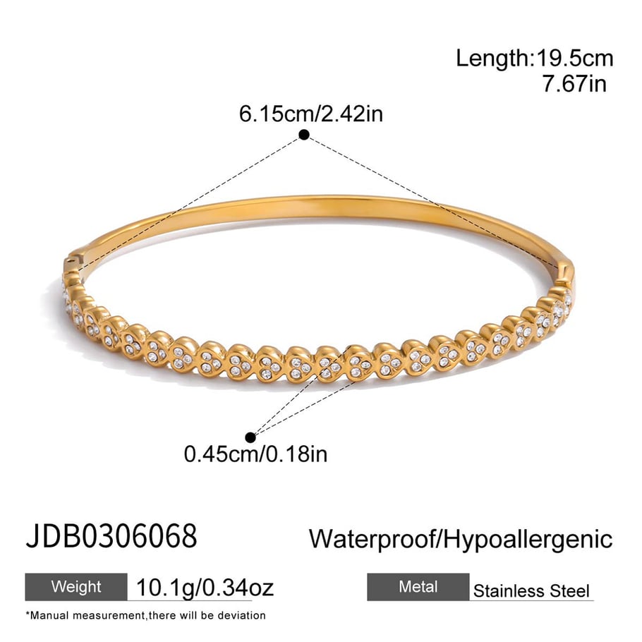 Bracelet élégant en acier inoxydable doré pour femme, motif goutte d&#39;eau et cœur 