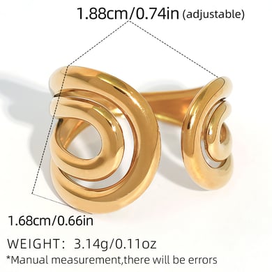 1 Piece Retro Irregular Shape Hollowed-out Stainless Steel Women's  Statement Rings h5 Picture2