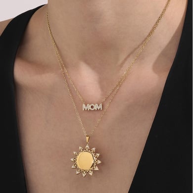 1 Piece Classic Sun Stainless Steel Gold Color Women's Pendant Necklaces h5 Picture7