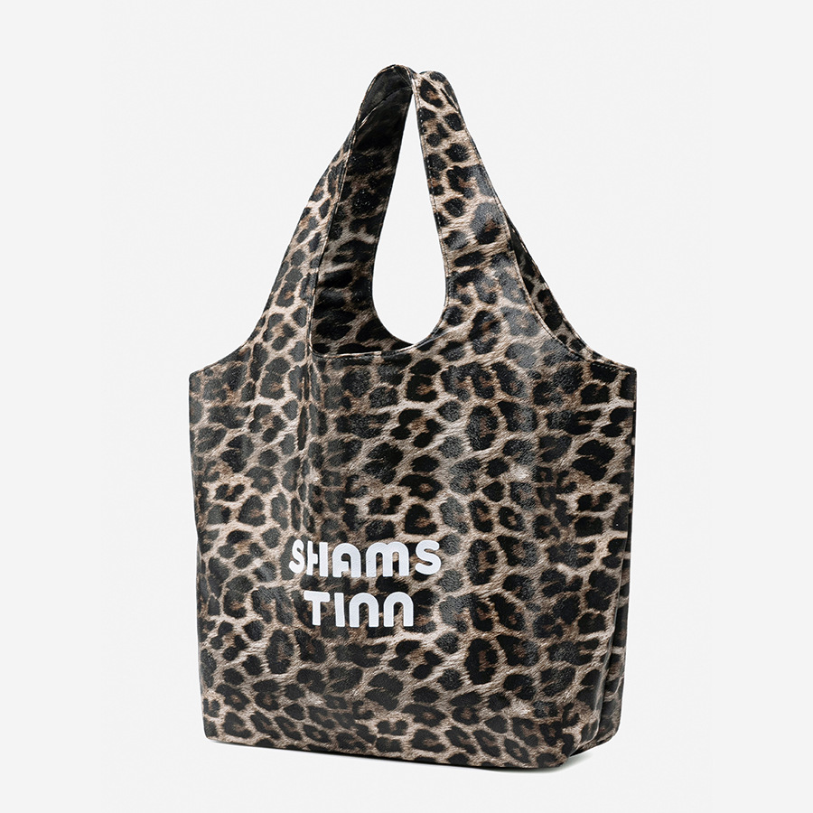 Bolso de mano de PVC para mujer, serie simple, informal, con estampado de leopardo Imagen2