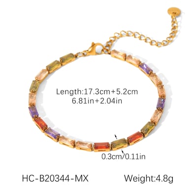 1 Stück Luxus Rechteck Edelstahl Zirkon Damen Kettenarmbänder h5 Bild2