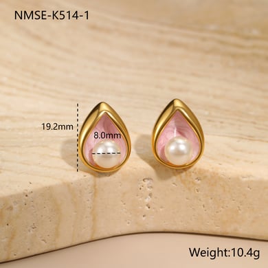 1 Pair  Elegant Droplet Stainless Steel  Gold Color Women's Stud Earrings h5 