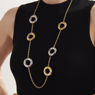 1 Piece Simple Circle Stainless Steel Gold Color Women's Long Necklaces h5 Picture6